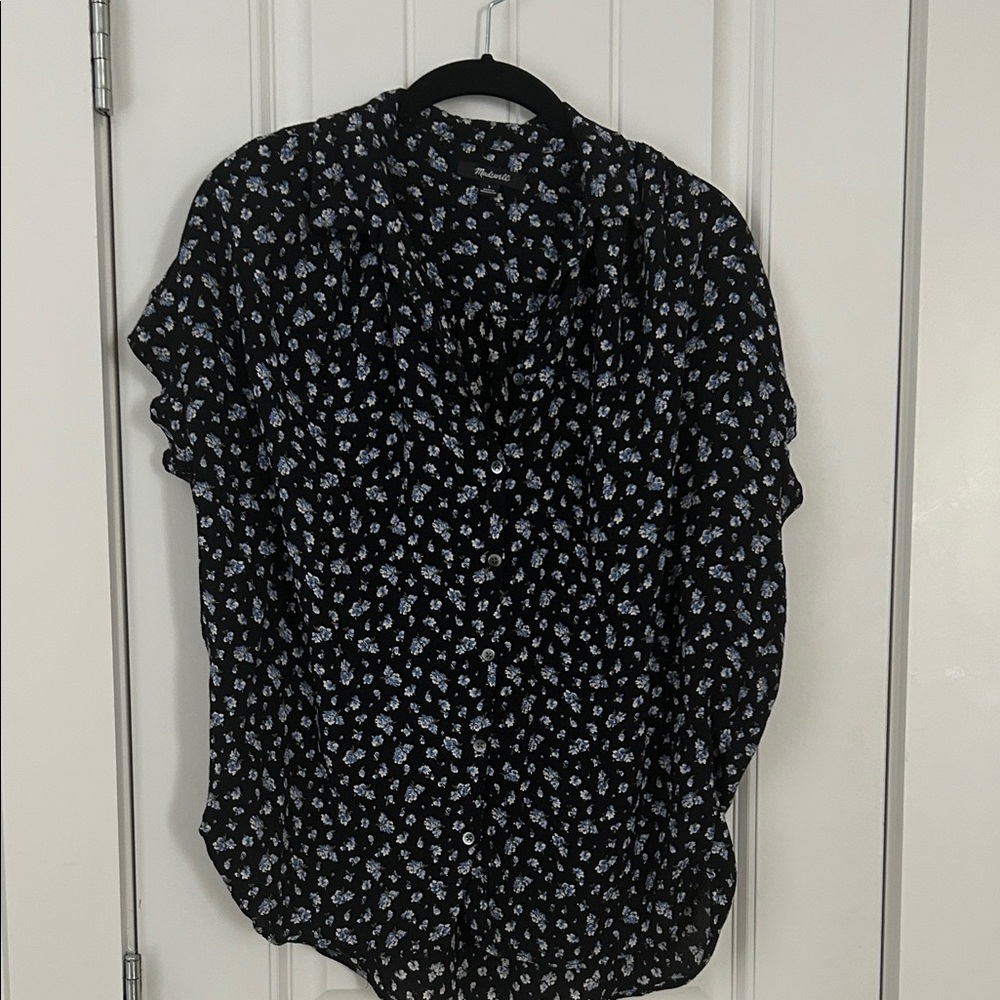 Madewell Black and White Floral Blouse